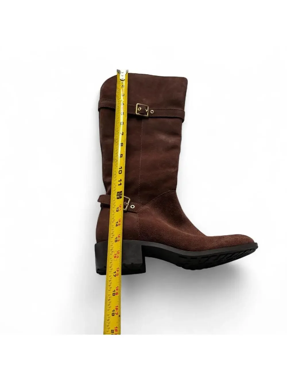 Cole Haan Brown Gold Buckle Leather Riding Boots Size 8
